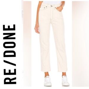 NWT RE/DONE 70’s Stove Pipe High Rise Straight Leg Antique White